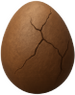 A cracked clay egg, something inside not quite ready